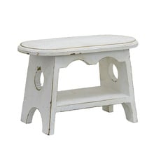 White Antique-Style Fir Wood Footstool