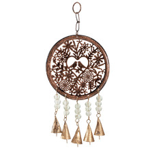 Handcrafted Iron Hanging Birds in Heart with Beads & Bells