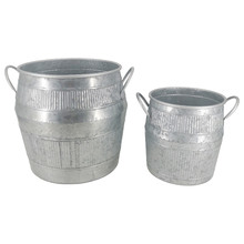 2 Piece Industro Chic Barrel Plant Pot Set