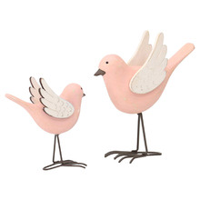 2 Piece Mum & Child Blush Birds Statue Set