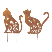 2 Piece Sitting Cats Garden Stake Set