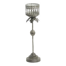Tall Baroque Iron Pillar Candle Holder