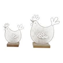 2 Piece Natural & White Chooks Ornament Set