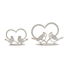 2 Piece Lovebirds in Heart Ornament Set