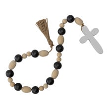 Beaded Cross Fir Wood Ornament