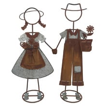 2 Piece Tall Kids Holding Hands Garden Statue Set