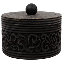 Round Carved Trinket Box with Lid