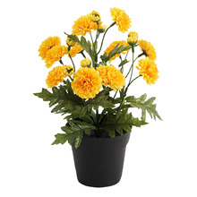 27cm Yellow Potted Faux Chrysanthemum