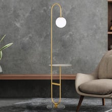 Dorado Iron & Marble Opal Glass Floor Lamp