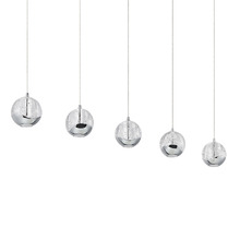 Elettra Glass & Stainless Orb 5 Light LED Linear Pendant