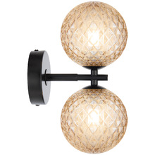 Calista Iron & Amber Diamond Glass 2 Light Wall Sconce