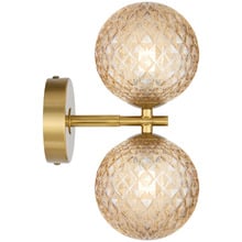 Calista Iron & Amber Diamond Glass 2 Light Wall Sconce