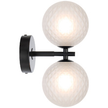 Calista Iron & Frosted Diamond Glass 2 Light Wall Sconce