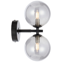 Calista Iron & Smoked Glass 2 Light Wall Sconce