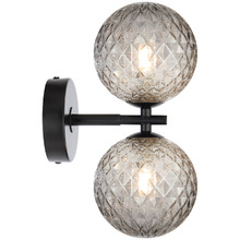 Calista Iron & Smoked Diamond Glass 2 Light Wall Sconce