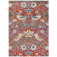 Crimson Floral Strawberry Thief Hand-Tufted Wool Rug