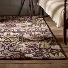Grape Strawberry Thief Hand-Tufted Pure New Wool Rug