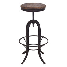 Natural & Black Bennett Elm Wood Adjustable Barstool