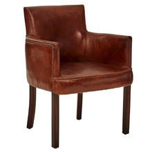 Dark Brown Hiero Aged Leather Armchair