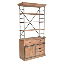 Ridley Recycled  Elm Wood Shelving Unit with Sliding Door
