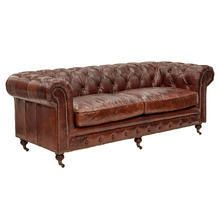 Chesterfield Cristy 3 Seater Aged Cowhide Leather Sofa