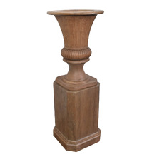 2 Piece Reeded Baluster Mango Wood Vase & Plinth Set