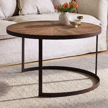 Lethia Round Reclaimed Oak Wood Coffee Table