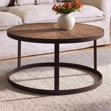 Lethia Round Reclaimed Oak Wood Coffee Table
