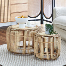 2 Piece Casper Bamboo & Rattan Coffee Table Set