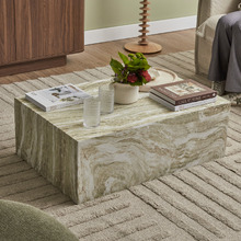 Mara Rectangular Marble-Look Coffee Table