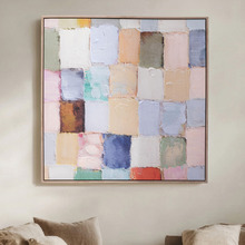 Pastel Blocks Framed Canvas Wall Art