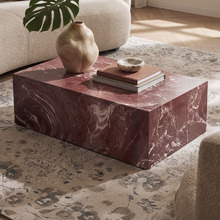 Issa Rectangular Marble-Look Coffee Table