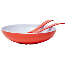 3 Piece Red Deluxe Melamine Salad Bowl & Server Set