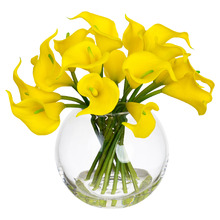 27cm Yellow Faux Calla Lily with Glass Bowl