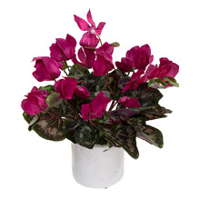 34cm Fuchsia Potted Faux Cyclamen Plant