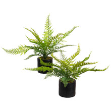 35cm Potted Faux Leather Fern Plant (Set of 2)