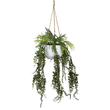 80cm Potted Faux Hanging Leather Fern Arrangement