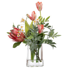 56cm Faux Tulip Mixed Arrangement in Glass Vase