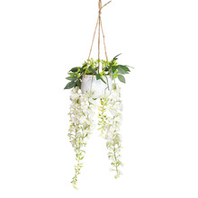 75cm Potted Faux Hanging Cream Wisteria Plant