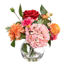 40cm Faux Tulip & Eucalyptus Mixed Arrangement in Vase