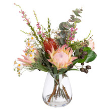65cm Faux Protea Mixed Floral Arrangement with Vase