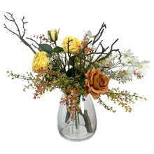 50cm Orange Faux Rose & Cosmo Flower Arrangement with Vase