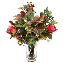 80cm Faux Protea Mixed Arrangement with Vase