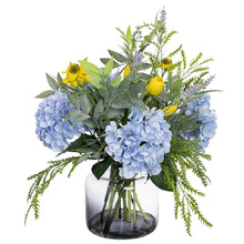 52cm Faux Hydrangea & Tulip Mixed Arrangement with Vase