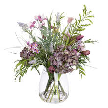 54cm Faux Hydrangea & Lavender Mixed Arrangement with Vase