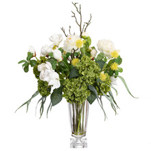 90cm Faux Magnolia & Hydrangea Mixed Arrangement with Vase