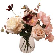 42cm Faux Orchid & Cosmo Arrangement with Glass Vase