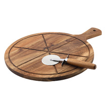 2 Piece Flinders Acacia Wood Pizza Board & Cutter Set