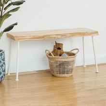 Natural & White Lottie Macrocarpa Ottoman Bench