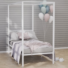 White Cytus Canopy Bed Frame
